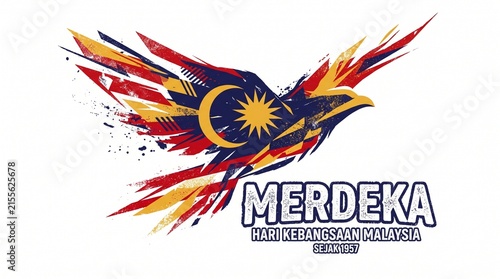 Malaysia independence day merdeka eagle graphic isolated on white background