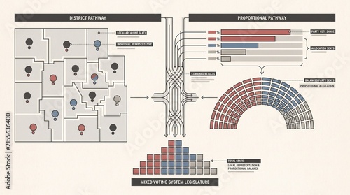 Mixed voting system with district and proportional seats