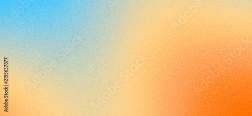 Abstract vibrant orange and blue gradient background with grainy noise texture. Warm sunset tones. Blurred backdrop. Soft colorful modern wallpaper
