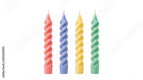 Canvas Print Colorful Twisted Spiral Birthday Candles Row Set Isolated on Black Background