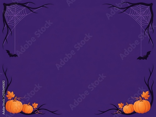 Halloween Pumpkin Frame with Bats and Autumn Leaves, Orange Harvest Vector Illustration for October Holiday Card, Seasonal Fall Decoration and Nature Border Design
