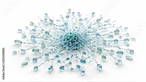 Translucent Blue Abstract Network Structure with Radiating Branches