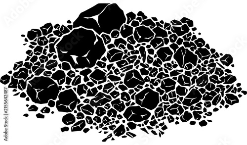 Foto Industrial Coal Heap Overhead View Black Shapes Isolated Vector Illustration