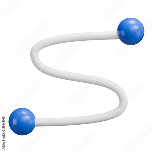 3D Minimal Curved Path with Blue Connection Spheres