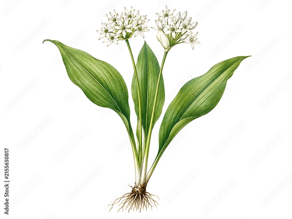 Fototapeta premium Vintage Botanical Illustration of Wild Garlic 