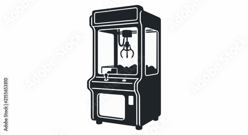 Vintage Claw Machine Arcade Game Cabinet Icon or Logo Silhouette Vector