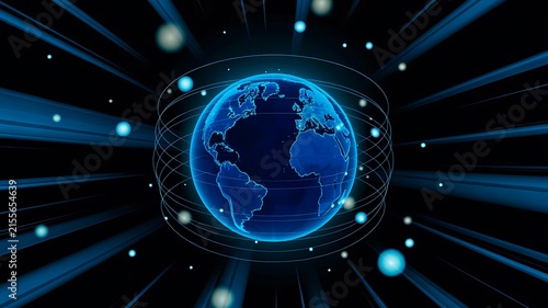  Global digital network concept with glowing earth and connected technology
