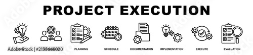 Project Execution banner web icons set vector illustration.
