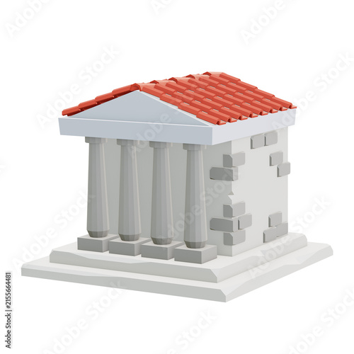 Fotografie Ancient build on white monochrome background
