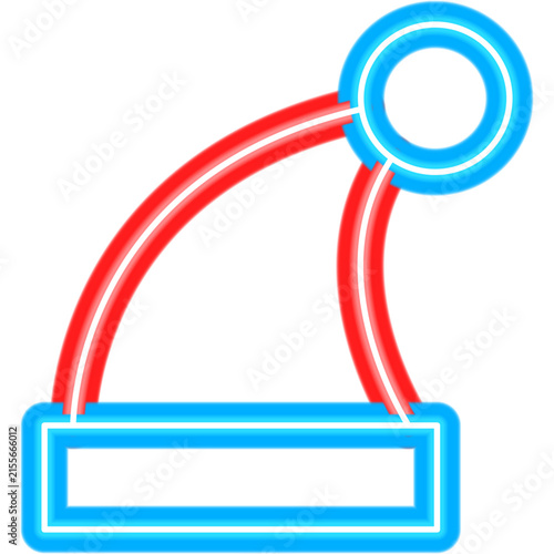 Santa Hat Neon Sign. Vector Illustration of Winter Holiday Promotion.