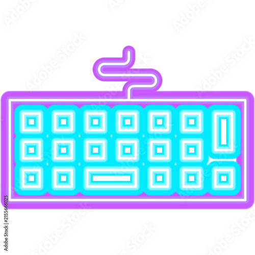 Keyboard Neon Sign. Vector Illustration of Keypad Computer Gadget Icon.