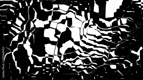 Obraz na plátně Abstract glitch art texture, black and white distorted pattern, digital noise ba