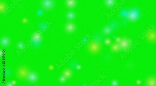 Photography Soft glowing bokeh light orbs scattered across a solid bright green background,