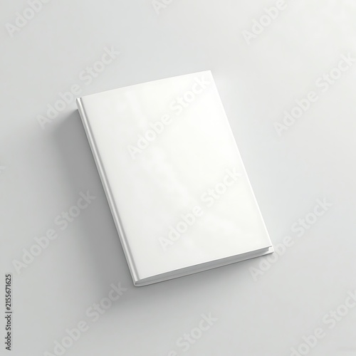Minimalist White Notebook Placed on Light Gray Surface with Soft Shadow.