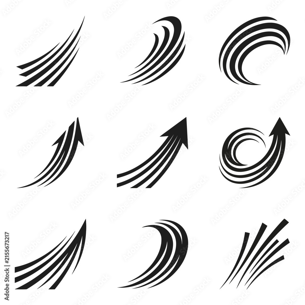 Fototapeta premium Abstract motion lines and dynamic arrow vector elements.