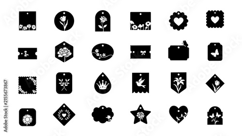 Black and white geometric symbols, abstract and abstract shapes