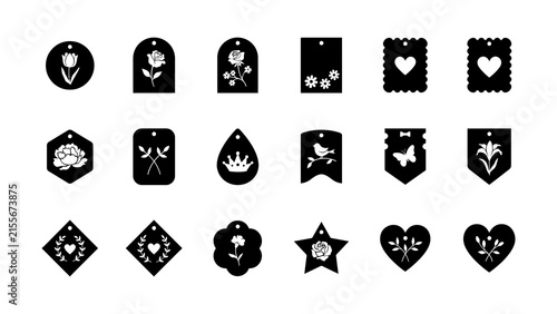 Black and white symbols, and signs on a white background