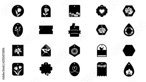 Black and white of business, technology, and communication symbols