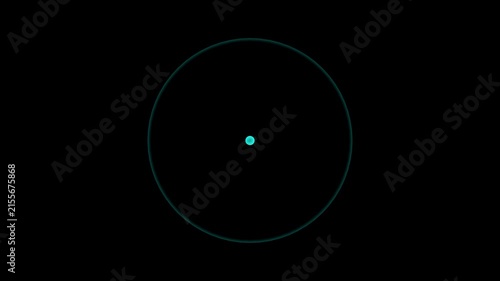 Glowing Cyan Neon Circle Pulse Animation, Pulsating Futuristic Ring HUD Element on Black Background