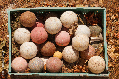 Photography Colorful stone bocce balls, Pallino, Jack target ball