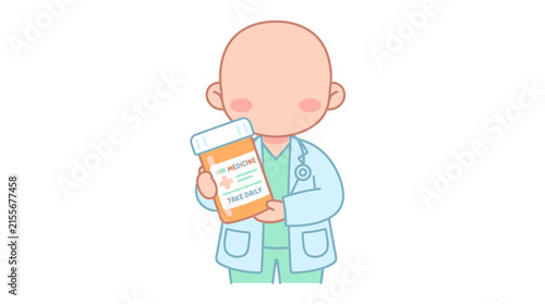 Doctor holding prescription pill bottle for medication