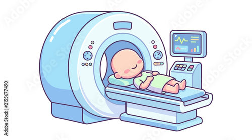 Patient undergoing mri scan in a cute medical environment