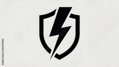 Black shield icon with lightning bolt sign
