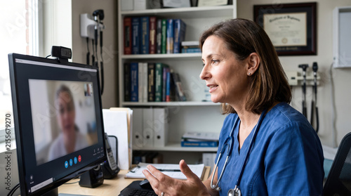 Female Doctor Conducting Telemedicine Video Call Consultation