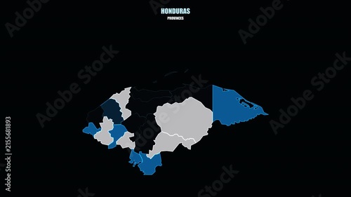 Glowing Honduras Regions Assemble into Country Shape on World Map