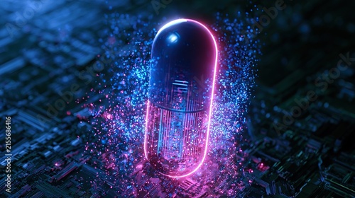Futuristic Digital Capsule Nanotechnology 3D Render