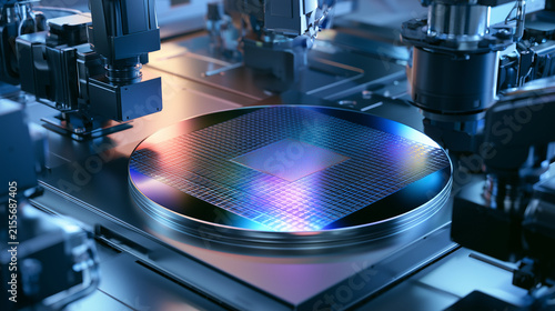 Pristine Silicon Wafer Inside Advanced Semiconductor Manufacturing Facility