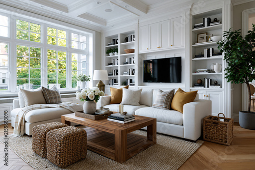 Contemporary wall shelving installation surrounding a modern feature wall, elegant architectural details, bright open space, premium interior photography, rendered in sharp detail with beautiful