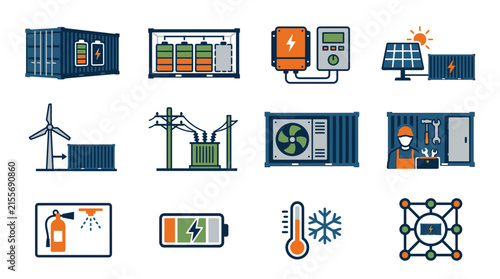 Renewable Energy and Industrial Technology Icons