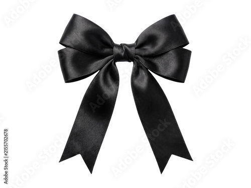 Фотография Black satin ribbon bow displayed isolated on transparent background