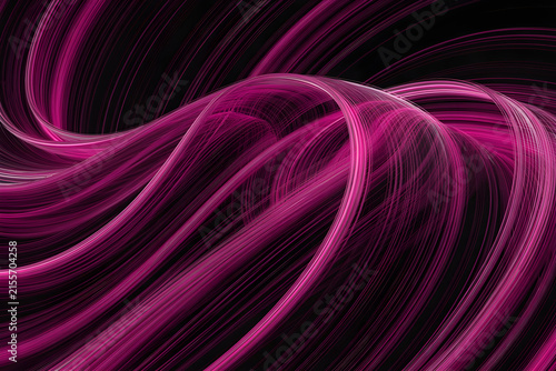 Abstract Pink Light Trails on Dark Flowing Background