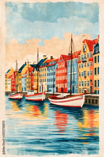 Nyhavn copenhagen canal with colorful buildings and boats