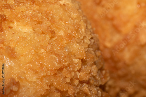 Close up of golden batter breadcrumbs close up