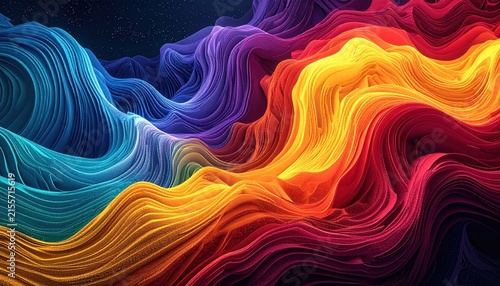 Vibrant 3D abstract flowing wave texture.
