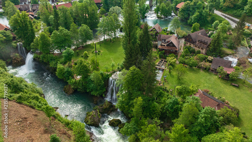 Konstfotografi Drone captures beautiful canyon village of Rastoke near Slunj