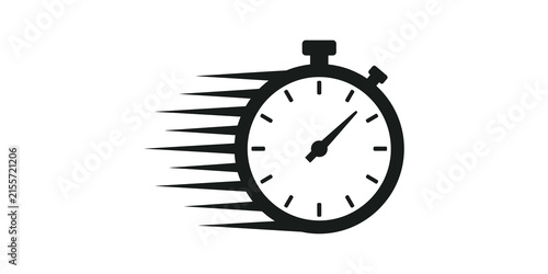 Фотография Black stopwatch fast time icon representing speed quickly and deadline for business sports and productivity concept