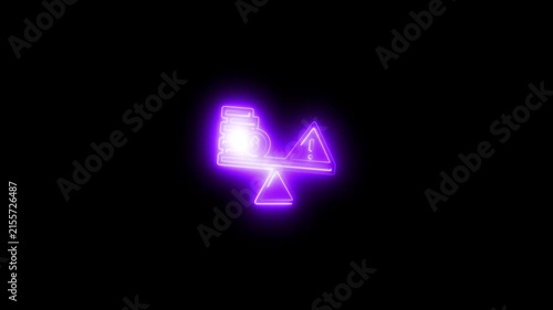 Neon financial risk balance scale animation for business and investment concepts