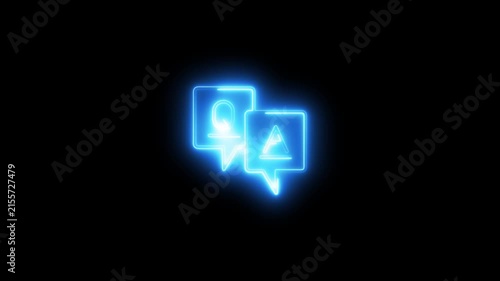 Glowing neon q&a speech bubbles animation for business communication