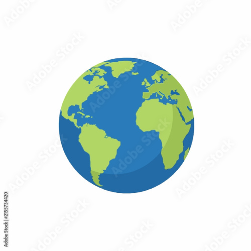 Green Blue Earth Globe Vector Icon Isolated on White