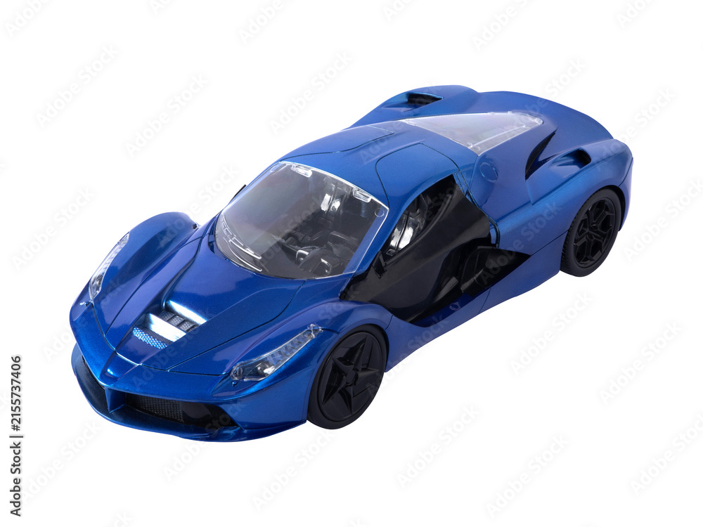 Fototapeta premium Blue Sports Car Toy Isolated On Transparent Background PNG
