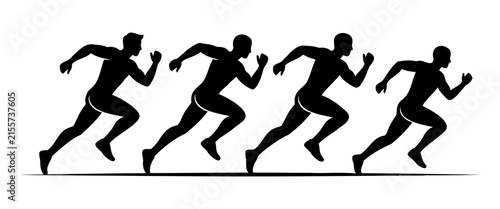 Obraz na plátně Sprinting athletes in motion, running fast in unison