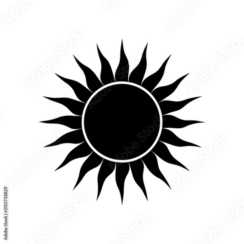 Black sun icon with wavy rays Vector