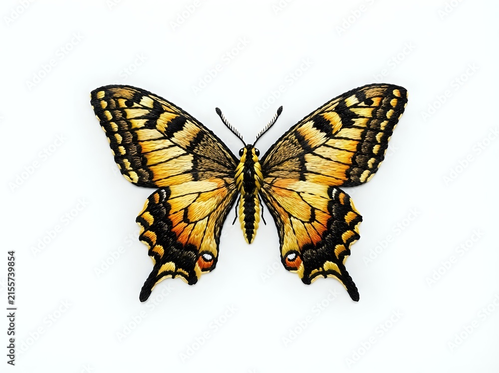 Obraz premium Yellow and black swallowtail butterfly with symmetrical wings