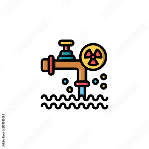 Nuclear Pollution outline colored icon and illustration