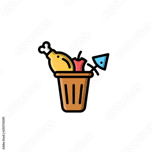 Food Waste outline colored icon and illustration