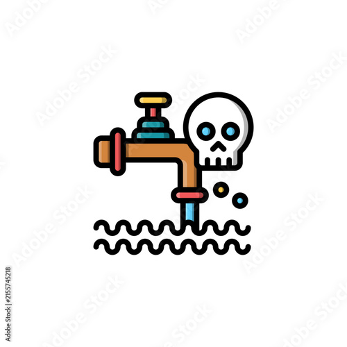 Poisonous Water outline colored icon and illustration